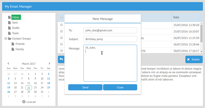 Displaying the email content