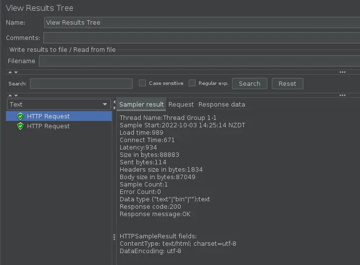 Image of Apache test results.