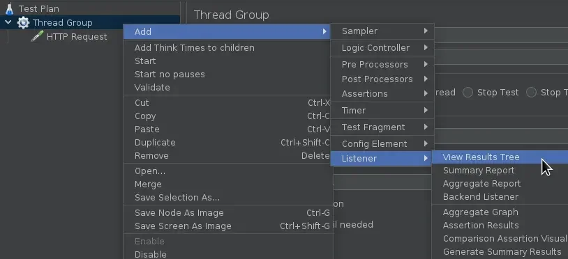 Image of Apache view results tree.