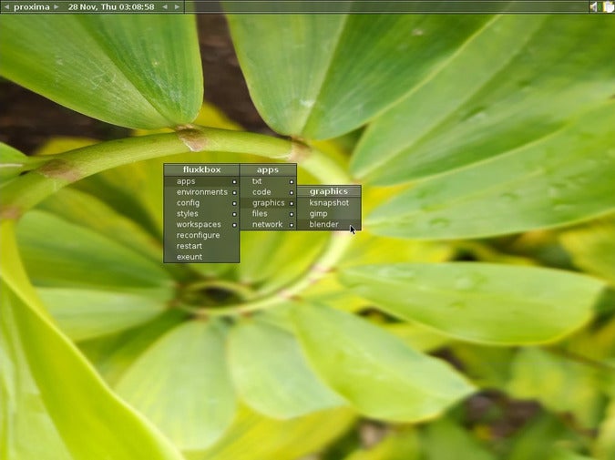 Fluxbox with a theme applied Fluxbox with a theme applied
