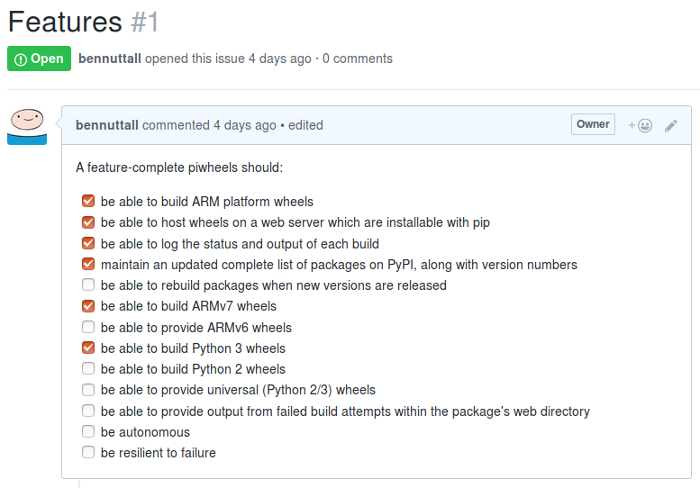 Checklist of necessary features Checklist of necessary features