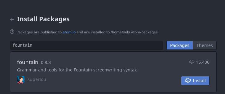 Install a Fountain plugin for Atom Install a Fountain plugin for Atom