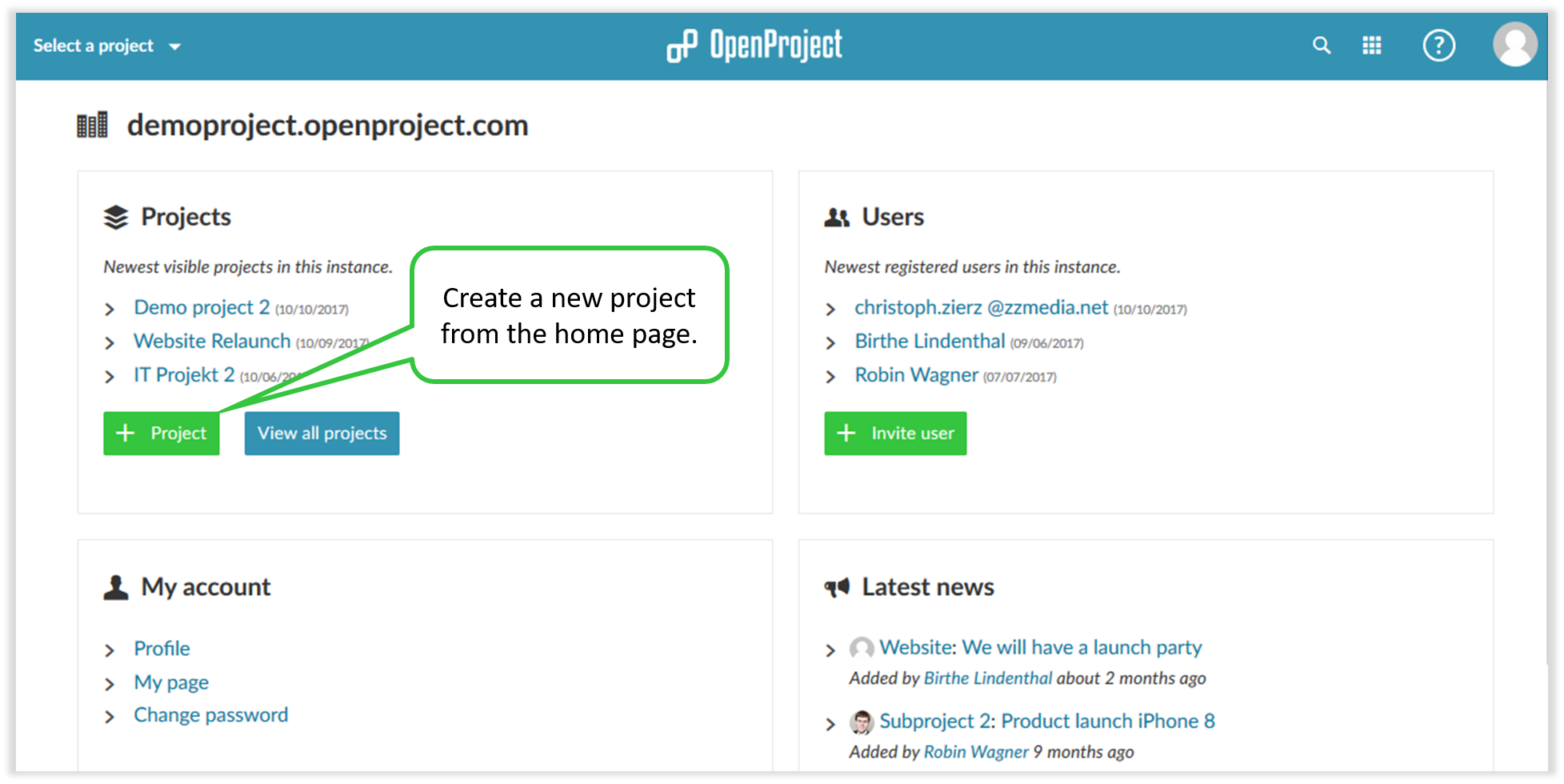 how to create a new project in open project Create a new project in open project