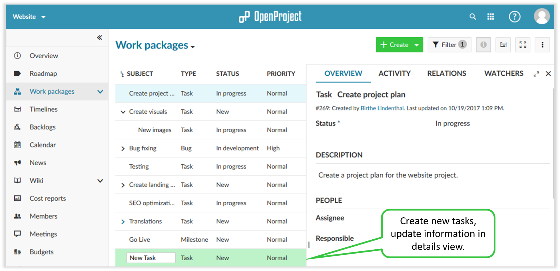 creating and updating openproject work packages create and update work packages in openproject