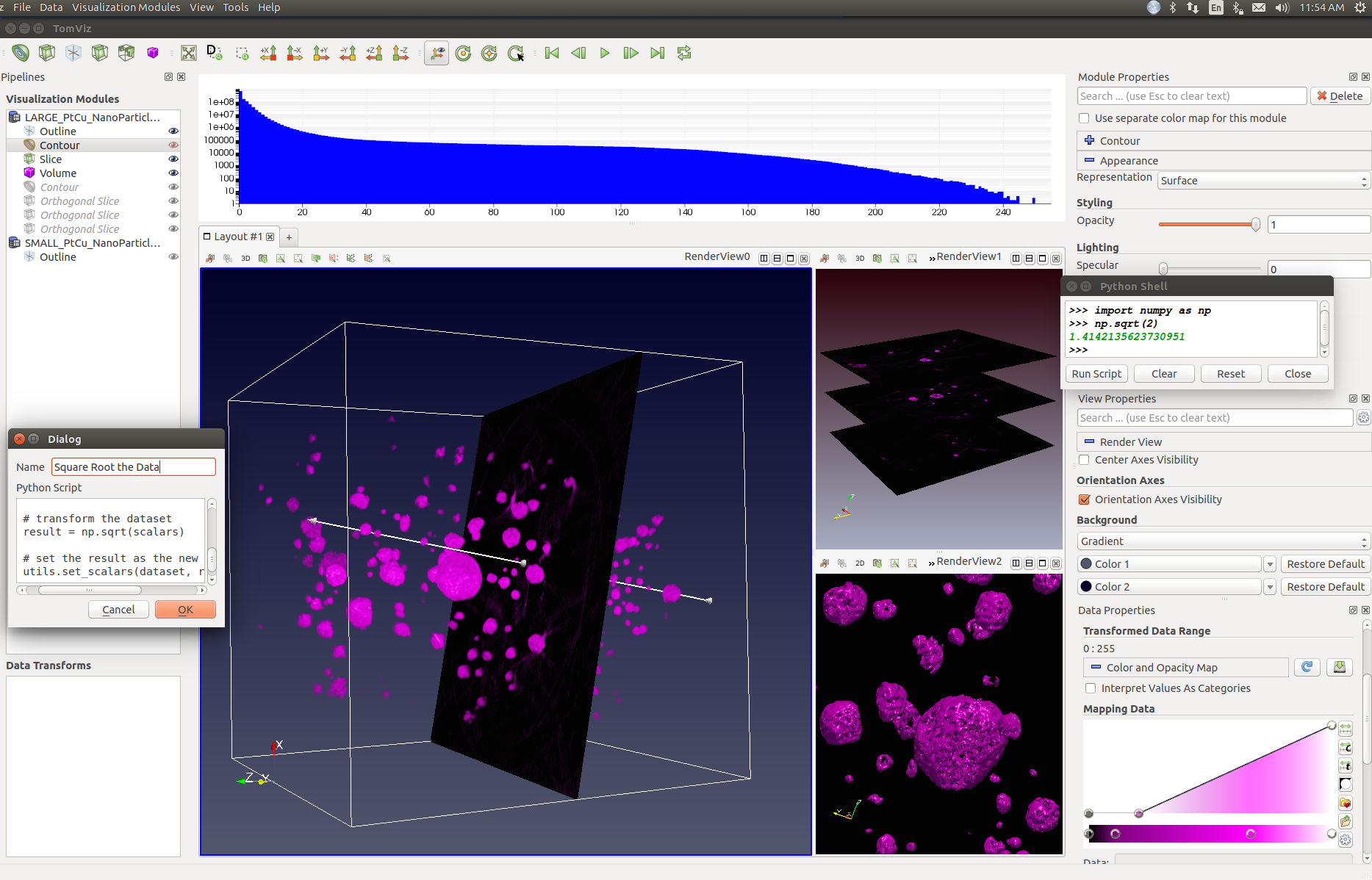 Screenshot of the tomviz v0.2 graphical interface Screenshot of the tomviz v0.2 graphical interface