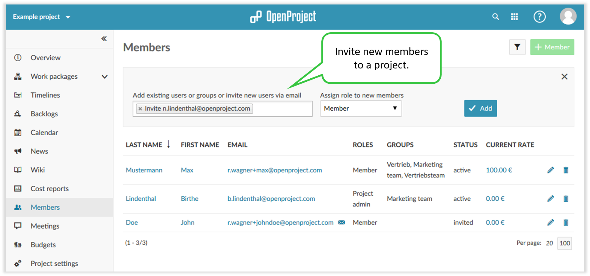 How to add new members to your OpenProject group Invite new members to your OpenProject team