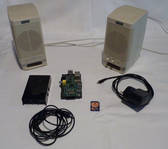 Initial PoC hardware, including old PC speakers Initial PoC hardware, including old PC speakers