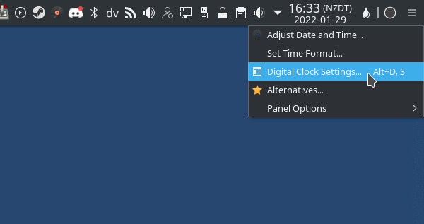 KDE digital clock settings KDE digital clock settings