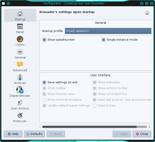 Krusader settings window