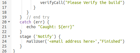 Figure 5: try-catch block to emulate post-build notifications Figure 5: try-catch block to emulate post-build notifications