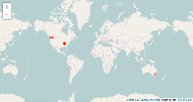 Map of tweets by location Map of tweets by location