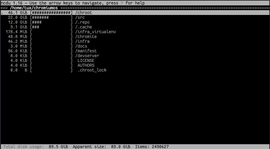 ncdu interface ncdu interface