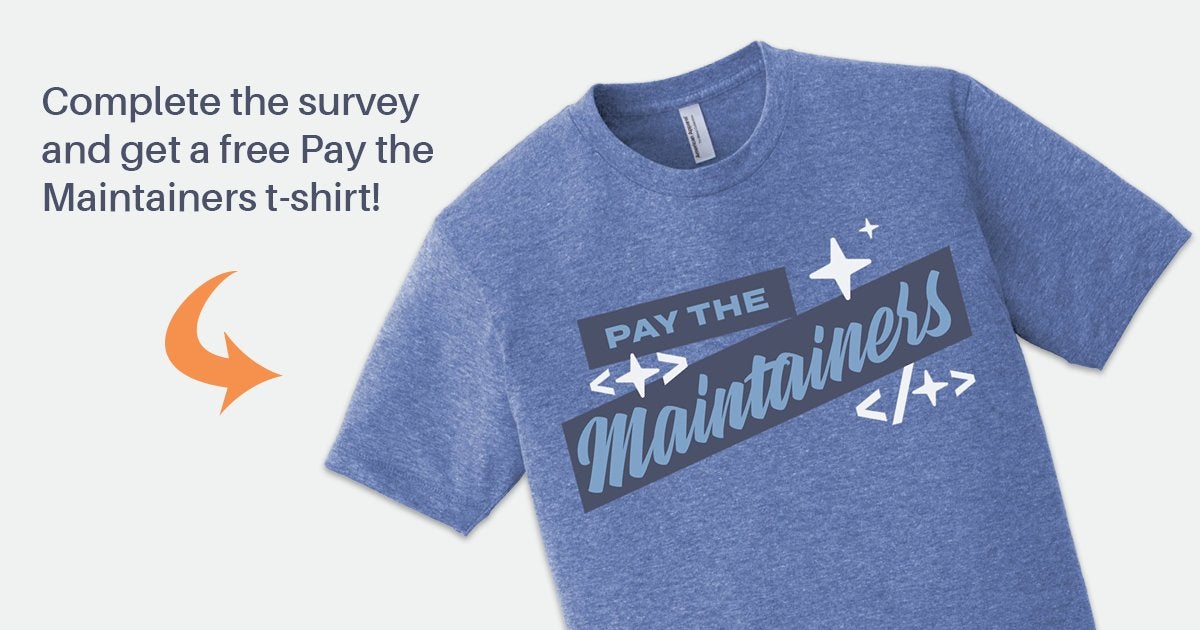 Pay the Maintainers blue t-shirt Pay the Maintainers blue t-shirt