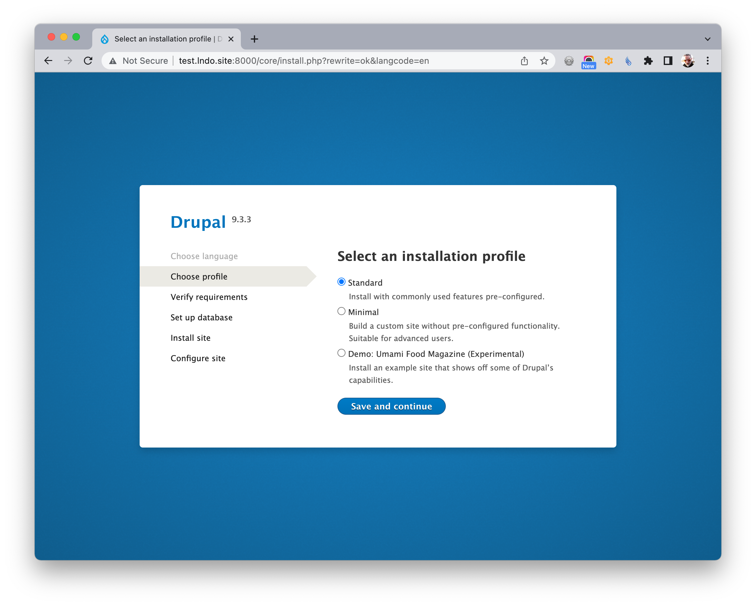 Drupal installer screen Drupal installer screen