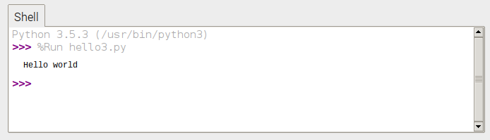 Python hello world screenshot Python hello world screenshot