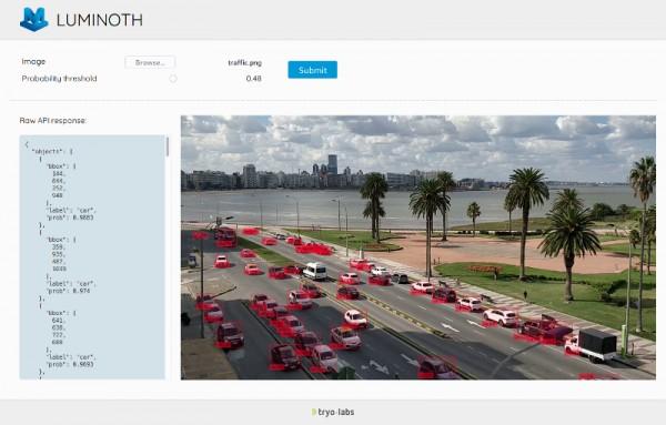 Luminoth's frontend with cars detected