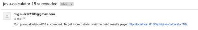 Email notification of successful build