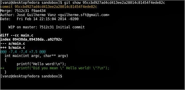 Output after executing the git-show command