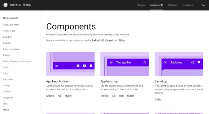 Material Components webpage Material Components webpage