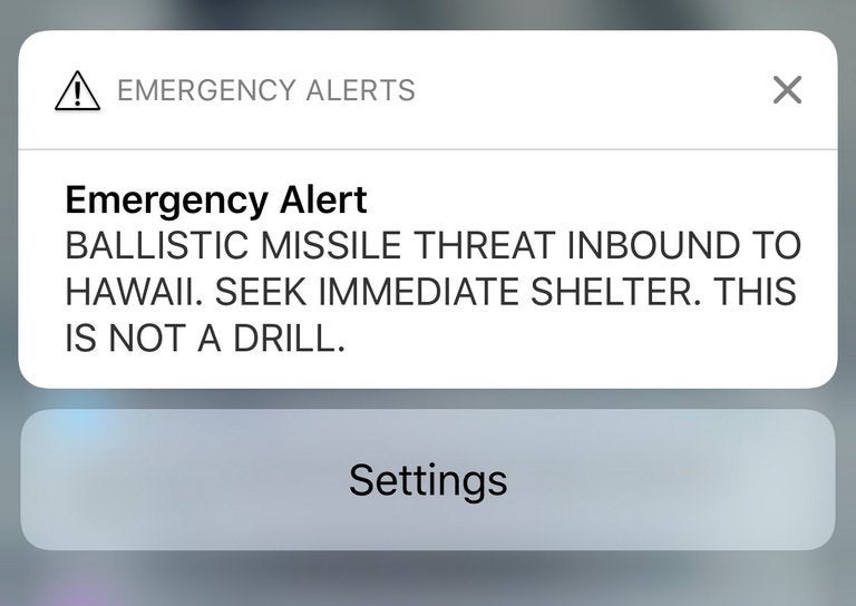 False Hawaii missile alert False Hawaii missile alert
