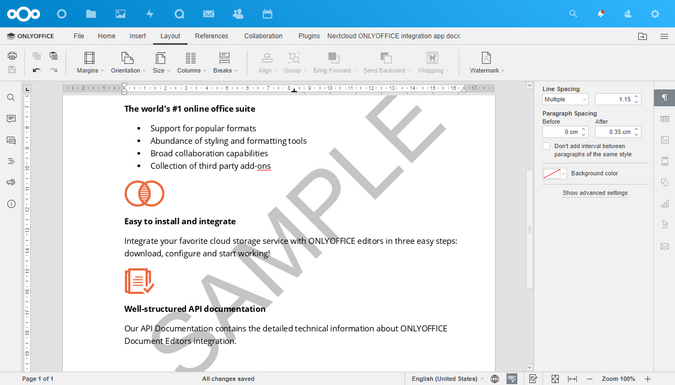 ONLYOFFICE Watermark in Nextcloud ONLYOFFICE Watermark in Nextcloud