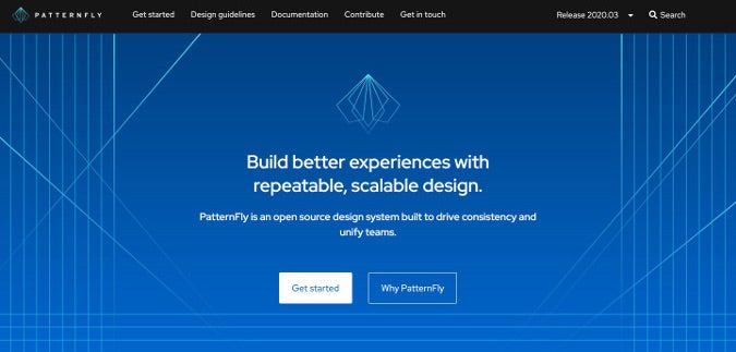 PatternFly homepage PatternFly homepage