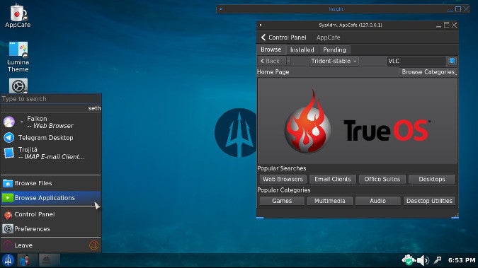 Lumina desktop running on Project Trident Lumina desktop running on Project Trident