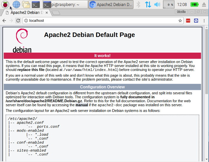 Apache success screen Apache success screen