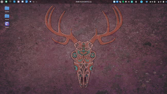 Budgie Desktop with wallpaper by Jon Rosenberg Budgie Desktop with wallpaper by Jon Rosenberg