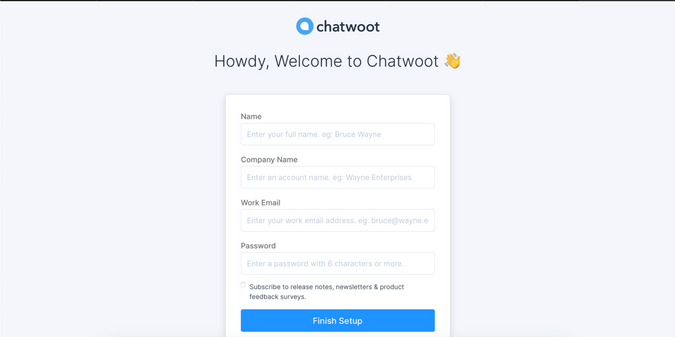 Chatwoot welcome screen Chatwoot welcome screen