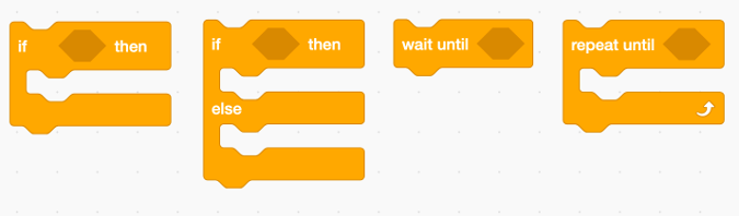 Conditional statement blocks in Scratch Conditional statement blocks in Scratch