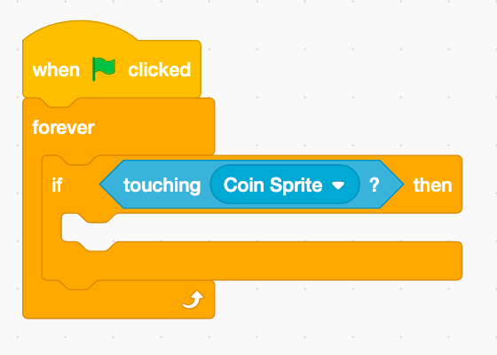 Collision-detection script in Scratch Collision-detection script in Scratch