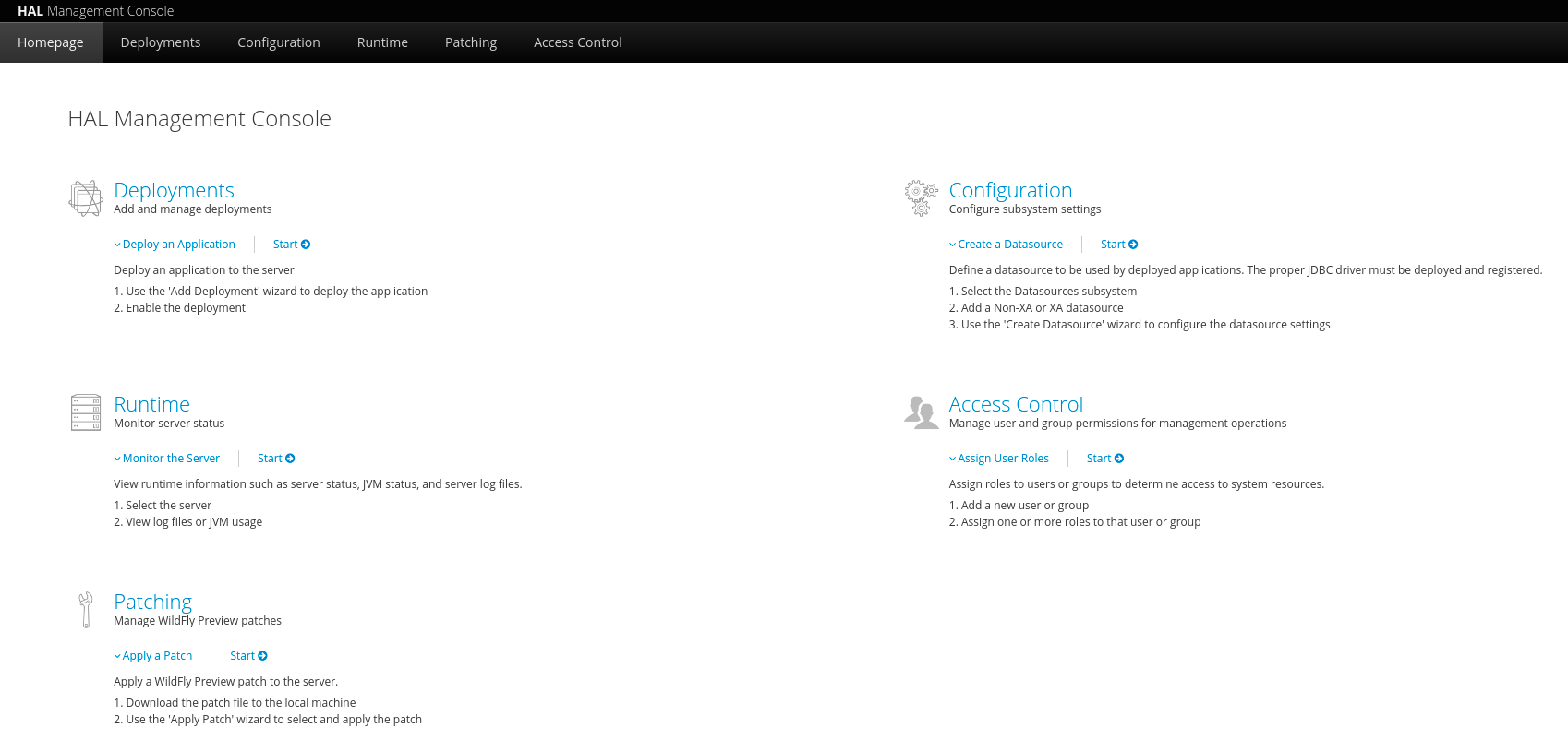 WildFly HAL Management console WildFly HAL Management console