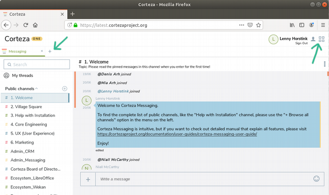 Open Corteza in a new tab by clicking the + Options for opening Corteza Low Code
