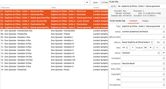 Editing tags in EasyTag Editing tags in EasyTag