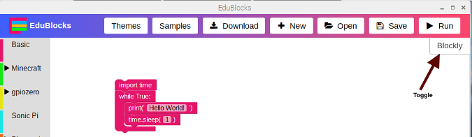 EduBlocks Blockly toggle EduBlocks Blockly toggle