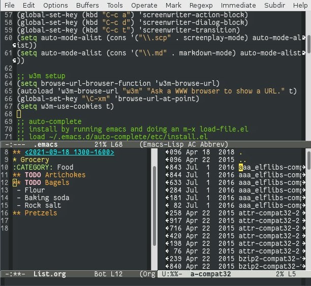 Emacs screenshot Emacs screenshot