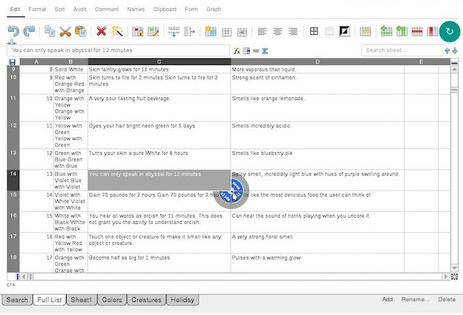 Ethercalc screenshot Ethercalc screenshot