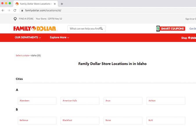 Family Dollar Idaho locations Family Dollar Idaho locations page