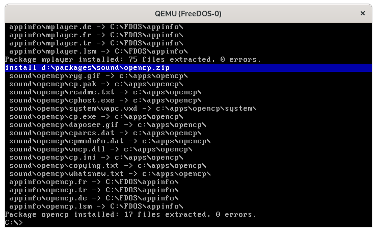 FDIMPLES shows the progress as its installs packages, and automatically exits when done fdimples sound install done