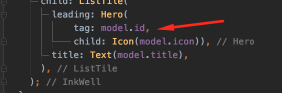 Adding the tag property model.id to the Hero widget Adding the tag property model.id to the Hero widget