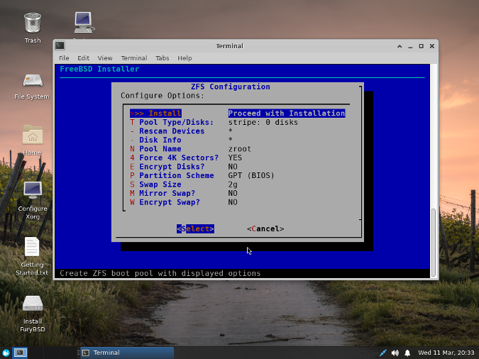 FuryBSD Installer - ZFS Configuration FuryBSD Installer - ZFS Configuration