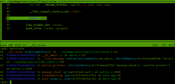 coredump output coredump output