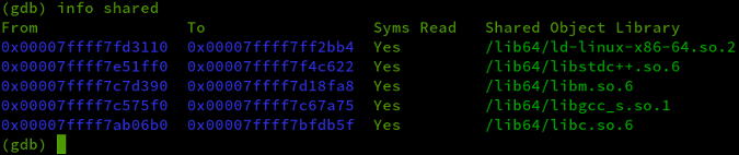 gdb info shared output gdb info shared output