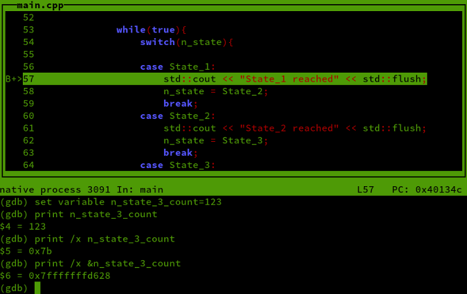 catch syscall write output print variable