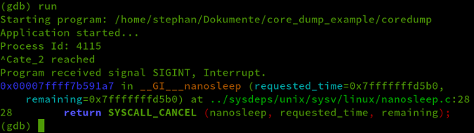 gdb output stopped by sigint gdb output stopped by sigint