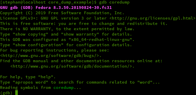 GDB output with symbols GDB output with symbols