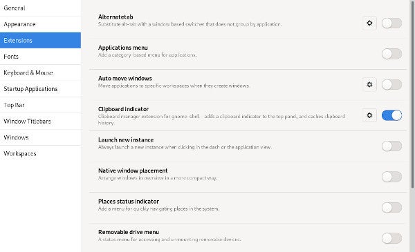 GNOME Tweaks clipboard GNOME Tweaks clipboard