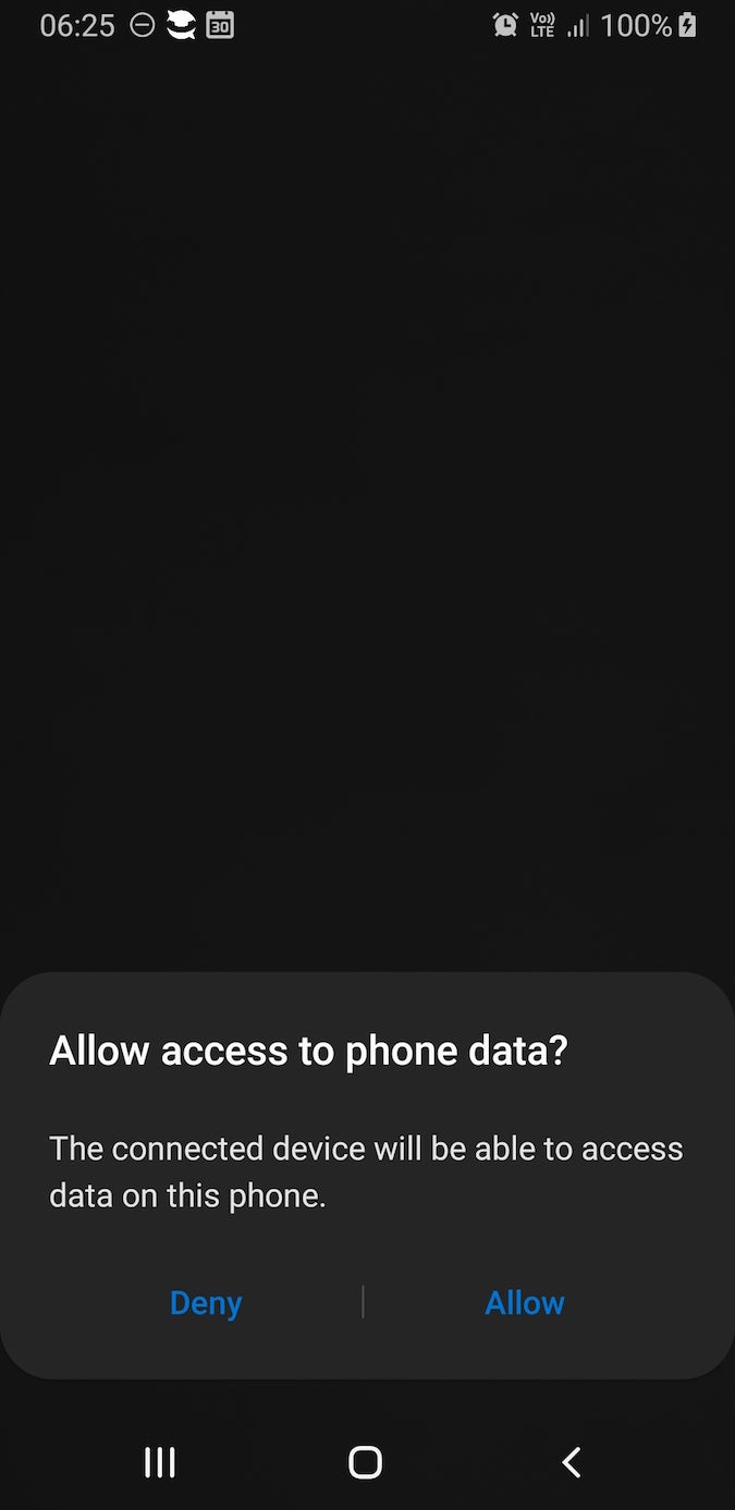 Screenshot of allow access message Screenshot of allow access message