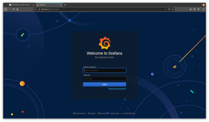 Grafana welcome screen